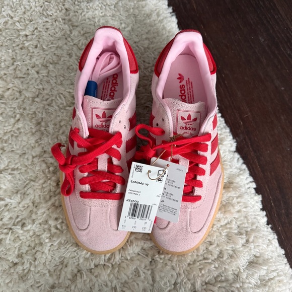 adidas Shoes - Adidas Samba (Sambae) Platform Sneakers — Pastel Pink & Red